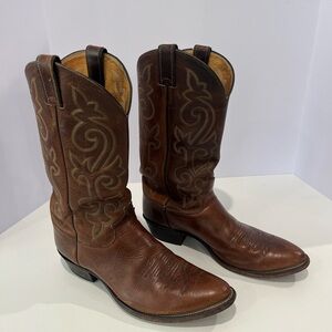 JUSTINS Western Cowboy Brown Leather Boots with Embroidery Style 2253 | Mens 11D